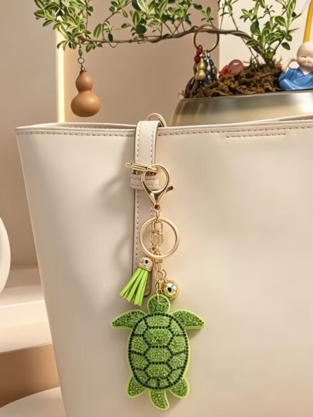 Green Turtle rhinestone keychain/purse charm! - Picture 2 of 3